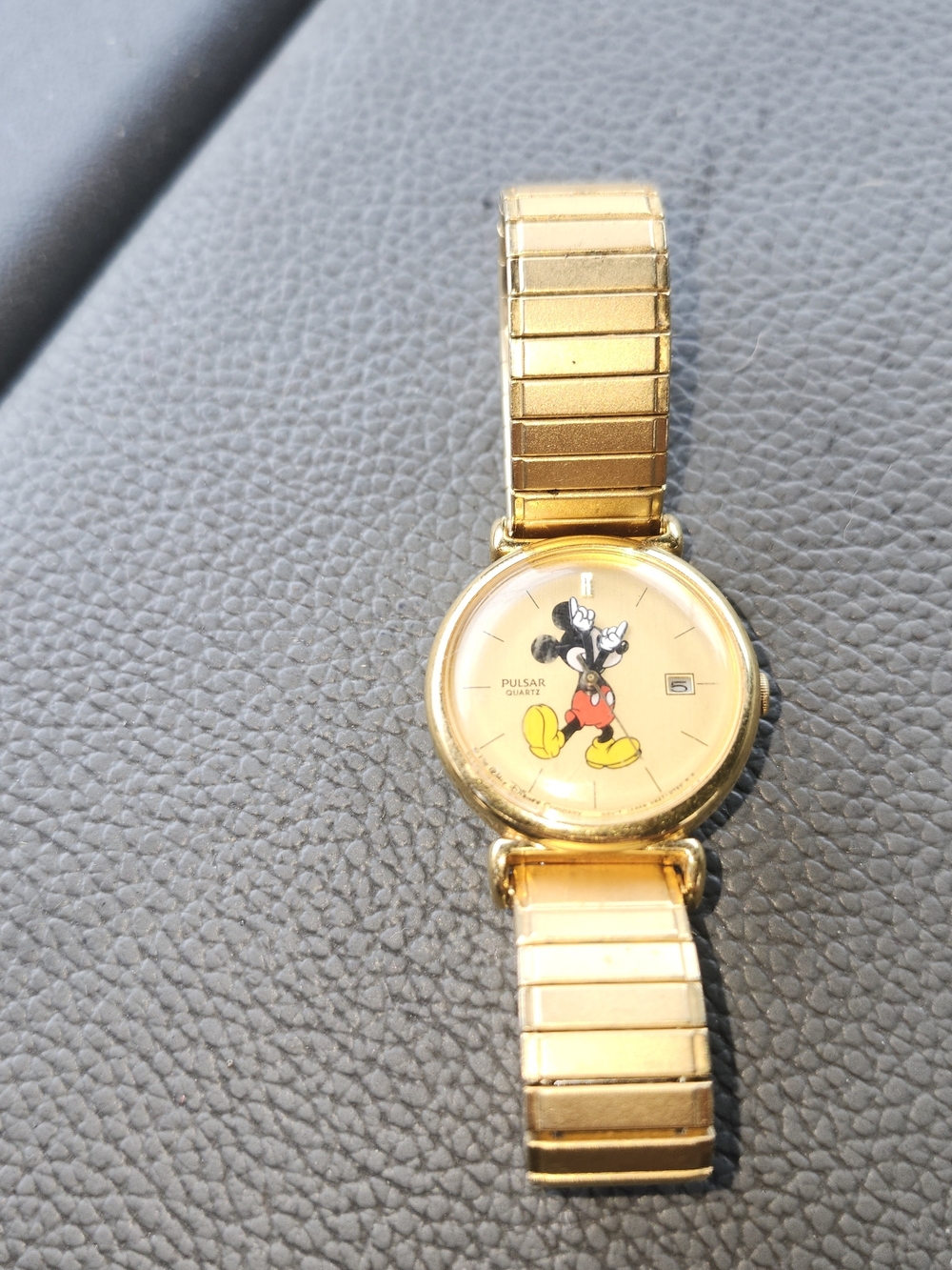 Pulsar Gold Tone Mickey Mouse Quartz Watch